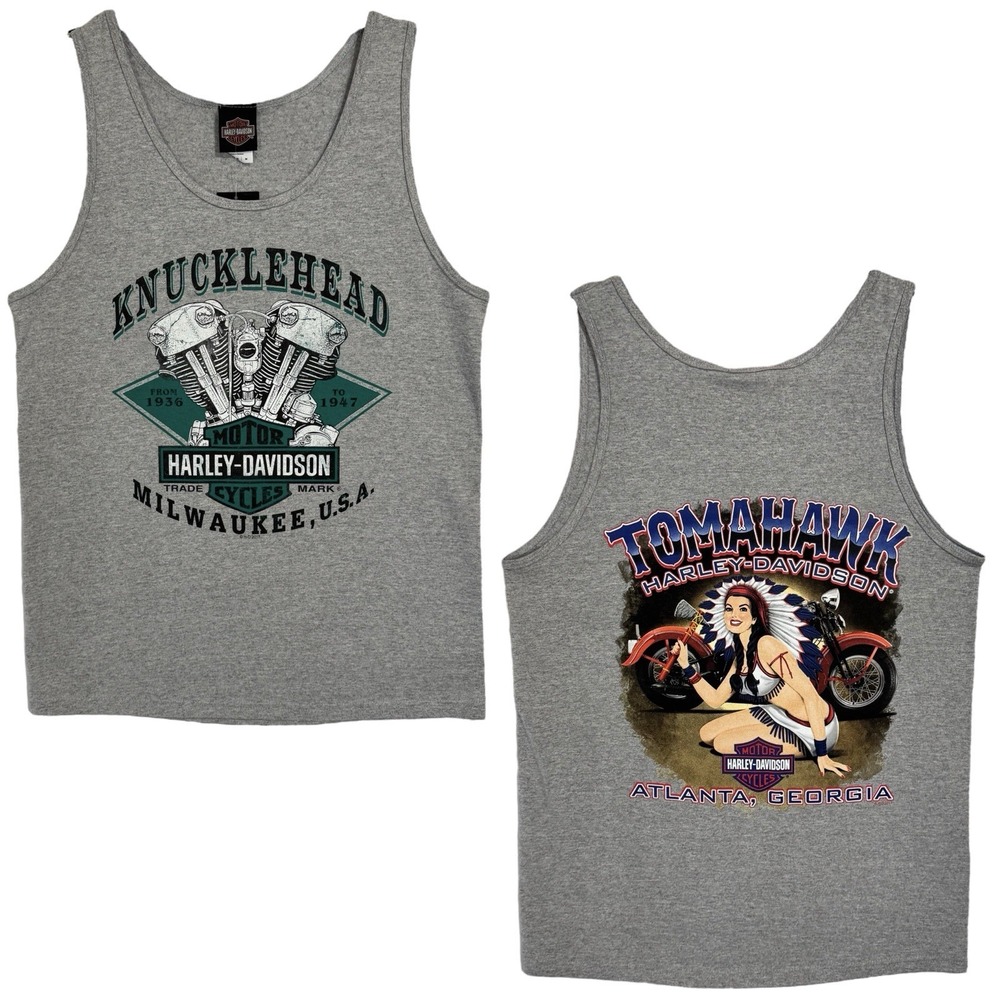 NEW Harley Davidson Tank Top Men's Medium Tomahawk Native Pinup Girl Knucklehead